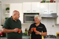 Aged Care client with CSW in kitchen 1